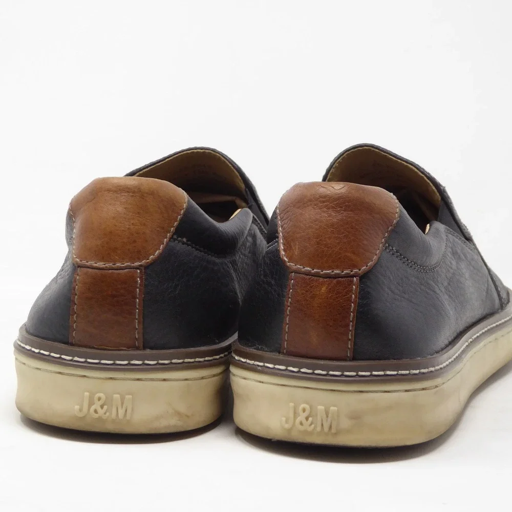 Johnston & Murphy Mens McGuffey Slip On Shoes Black Leather Sheepskin 13M